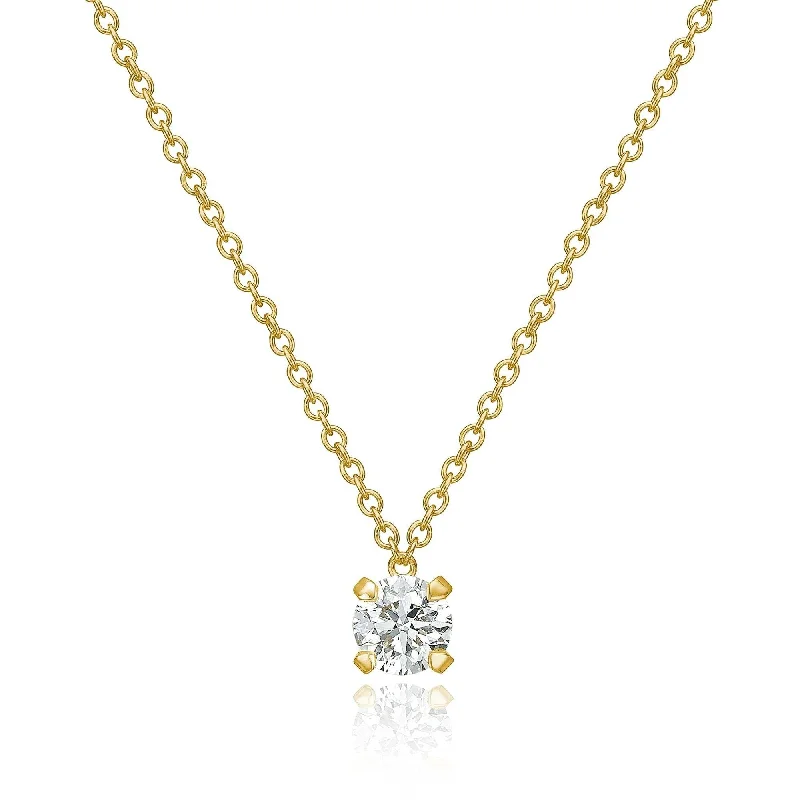 Ladies floral necklace-Lumina 18K Gold Necklace w. Diamond 0.50 ct