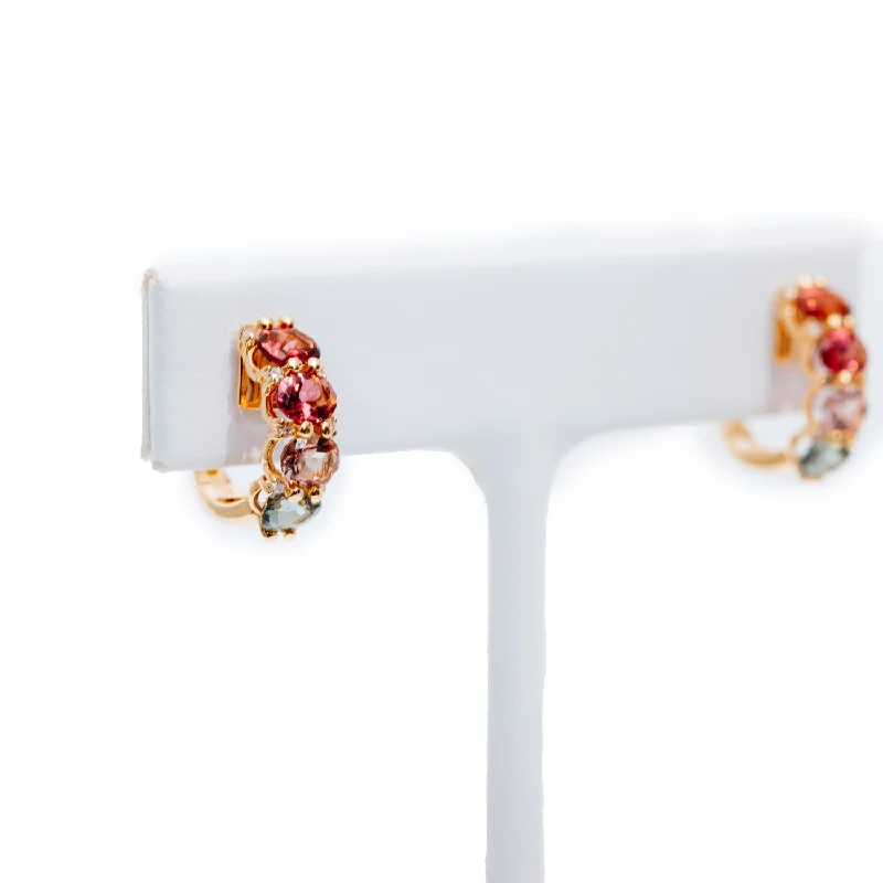 Ladies pearl hoop earrings-Torrie Pink & Green Tourmaline Earrings