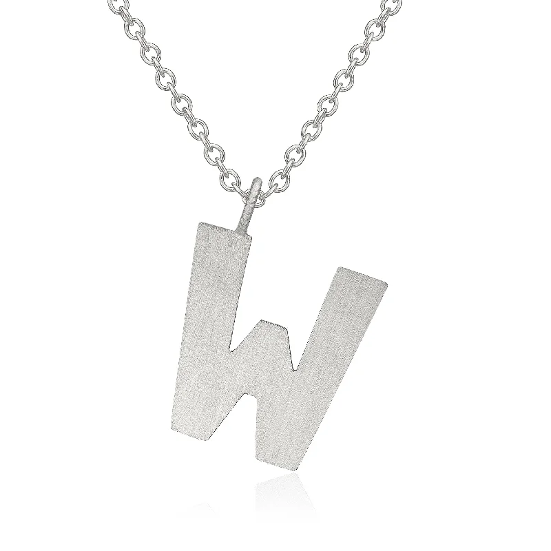 Ladies pendant necklace-Letter W Silver Necklace