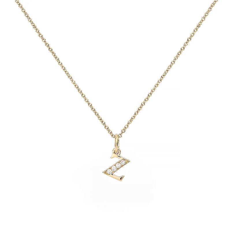 Ladies custom gold necklace-Love Letter Z 18K Gold Necklace w. Diamonds