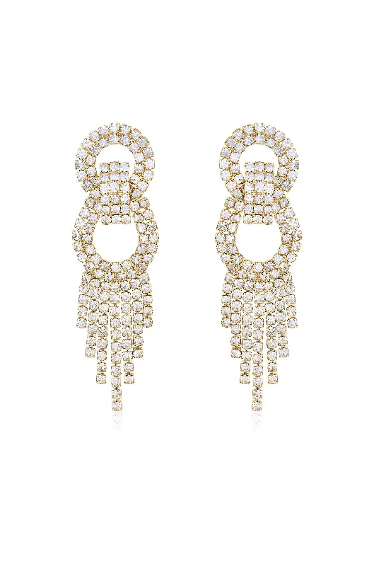 Ladies gold earrings-Crystal Gatsby Statement Earrings