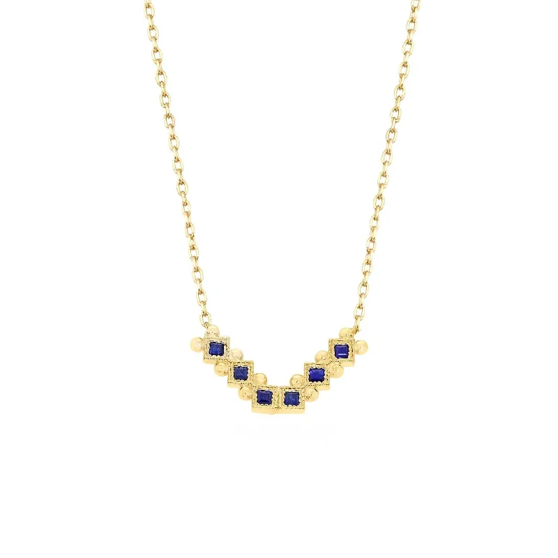 Ladies custom gold necklace-Lara 18K Gold Necklace w. Sapphires