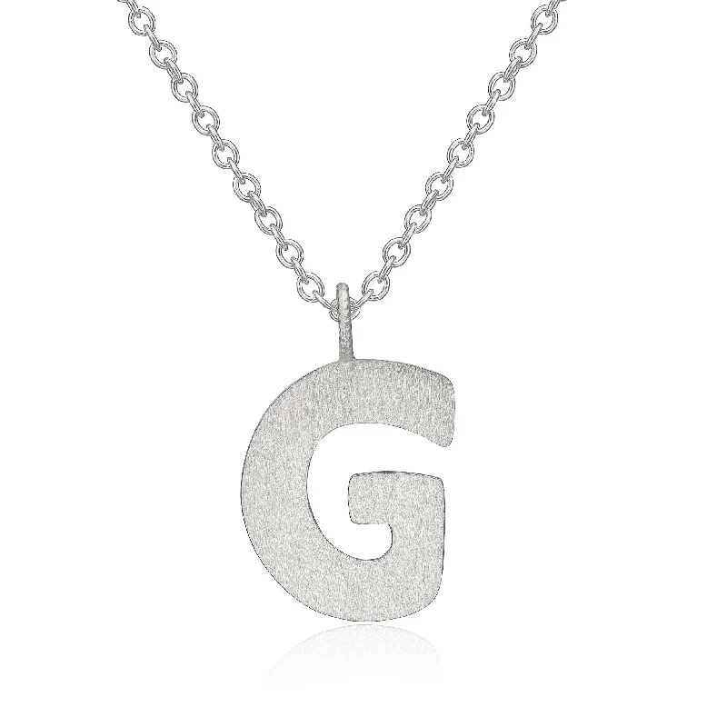 Ladies bar necklace-Letter G Silver Necklace