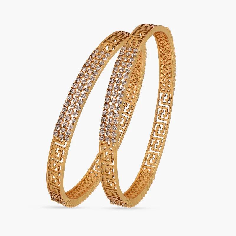 Ladies fashion bracelet-Dazzling CZ Bangles