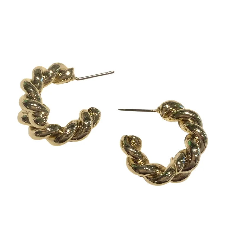 Ladies diamond earrings-Deandra Twist Hoops