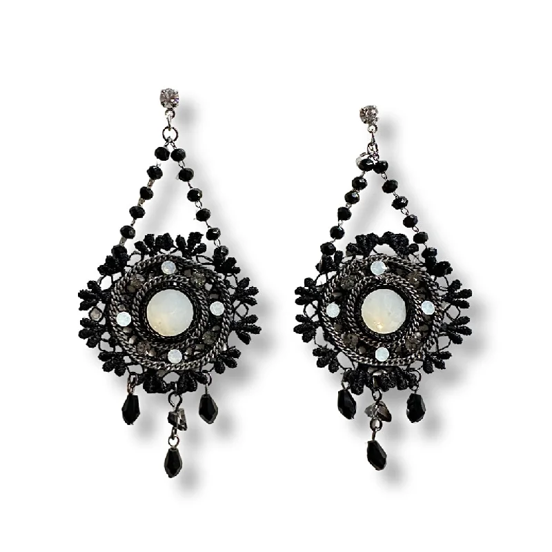 Ladies clip-on earrings-Krista Woven Crystal Statement Earrings