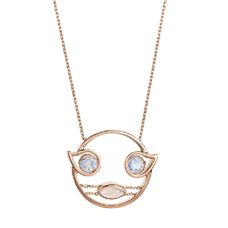 Ladies vintage-style gold necklace-PREMIERE Florentina 18K Rosegold Necklace w. Moonstone