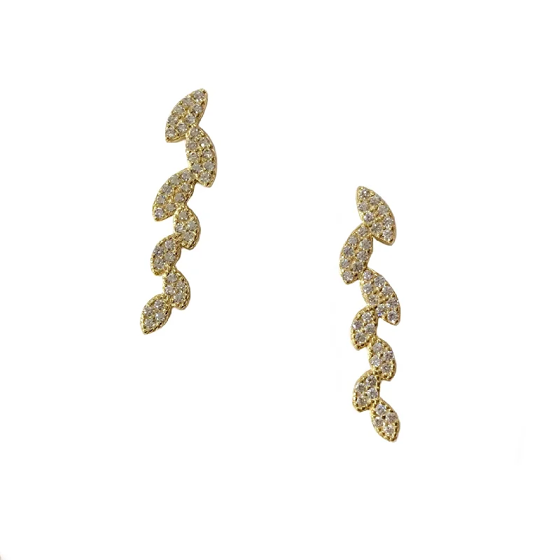 Ladies chain earrings-Clara Vine Sparkle Crawler