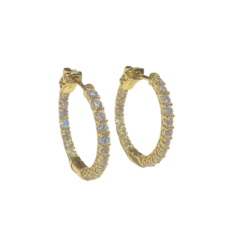 Ladies unique earrings-French Clasp Channeled Cubic Zirconia 1” Sparkle Hoops