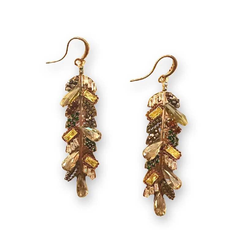 Ladies minimal earrings-Sparkle Leaves Statement Earrings