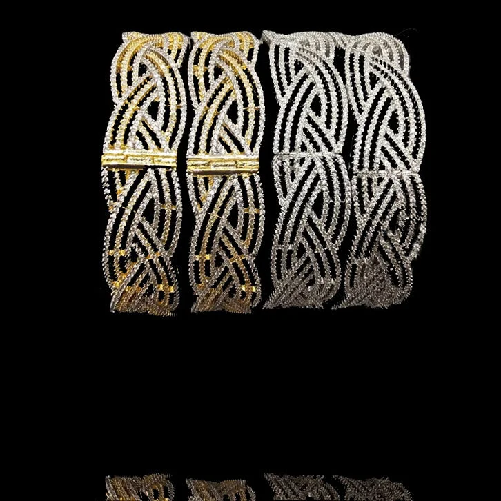 Ladies diamond bangle-Kesha Bangles - Available in 2 Plating Options