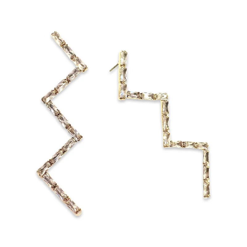 Ladies clip-on earrings-Krista Zig Zag Statement Earrings