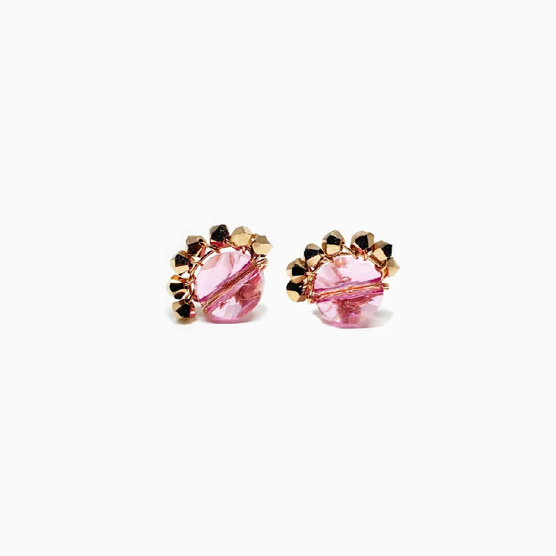 Ladies rose gold stud earrings-ROSE CROWN STUDS