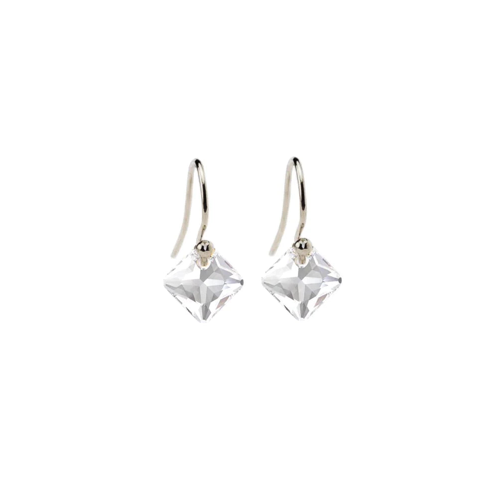 Ladies designer earrings-CLEAR DIAMOND CUT DROPS