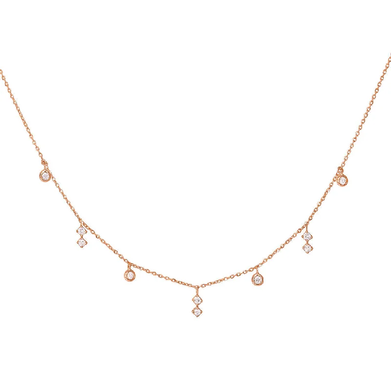 Ladies emerald necklace-Enchanting 18K Rose Gold Necklace w. Diamonds