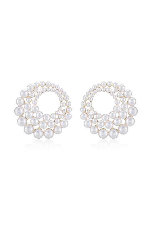 Ladies platinum hoop earrings-Blushing Pearl Earrings