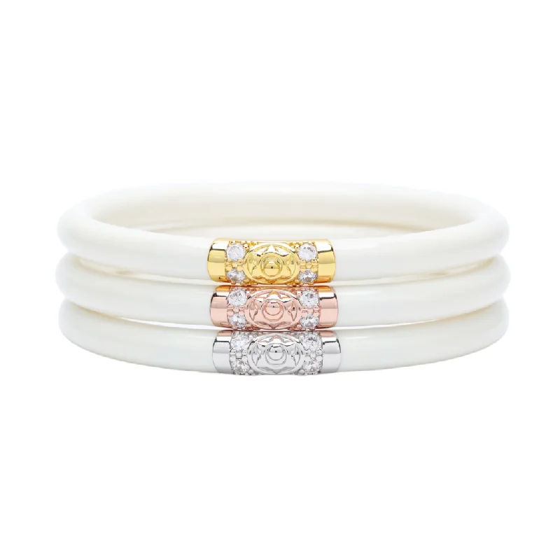 Ladies adjustable bangles-BuDhaGirl | Set of Three | Three Kings All Weather Bangles in Ivory