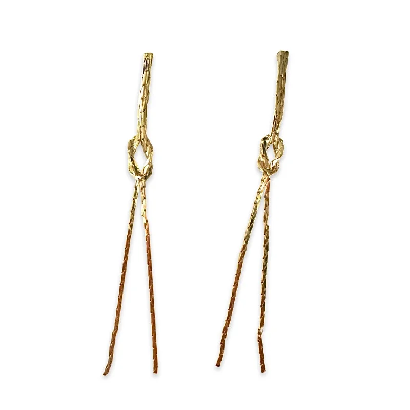 Ladies rose gold earrings-Kerry Knot Metal Tassel Earrings