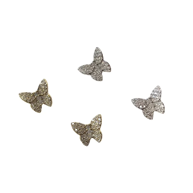 Ladies star earrings-Sweet Butterfly Pave 3D Earrings