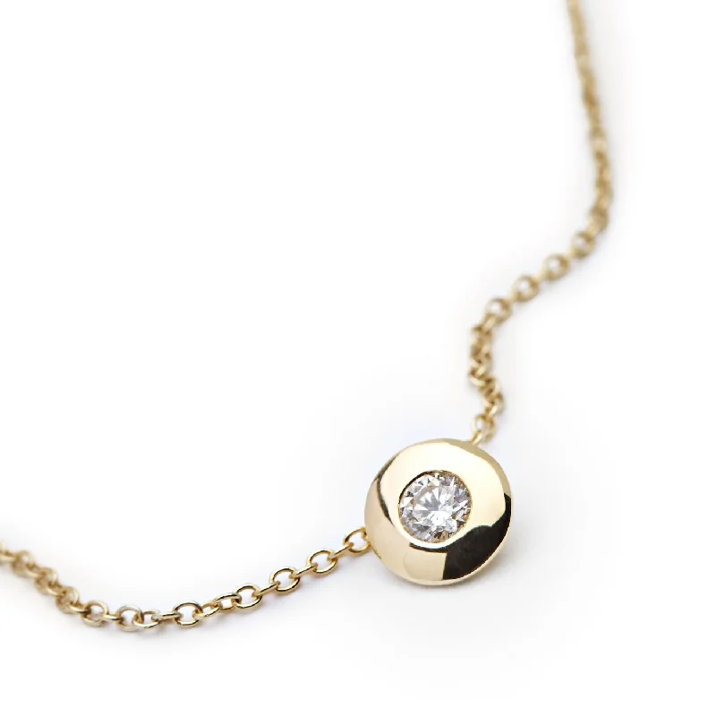 Ladies boho necklace-Introspection 18K Gold, Whitegold or Rosegold Necklace w. Diamond