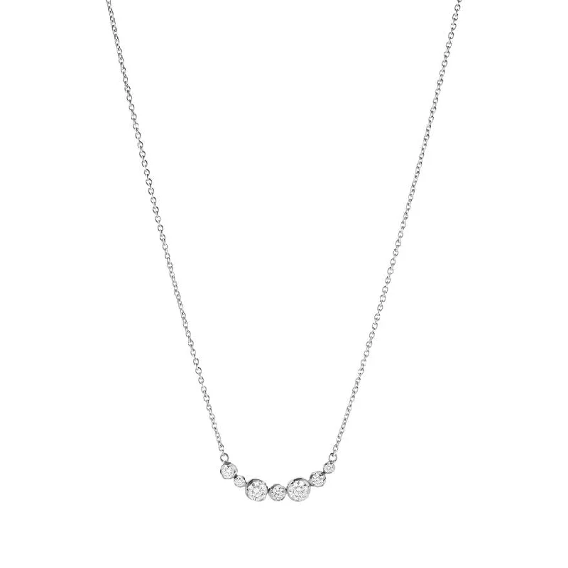 Ladies layering necklace-Signature 18K White Gold Necklace w. 0.22ct Diamonds