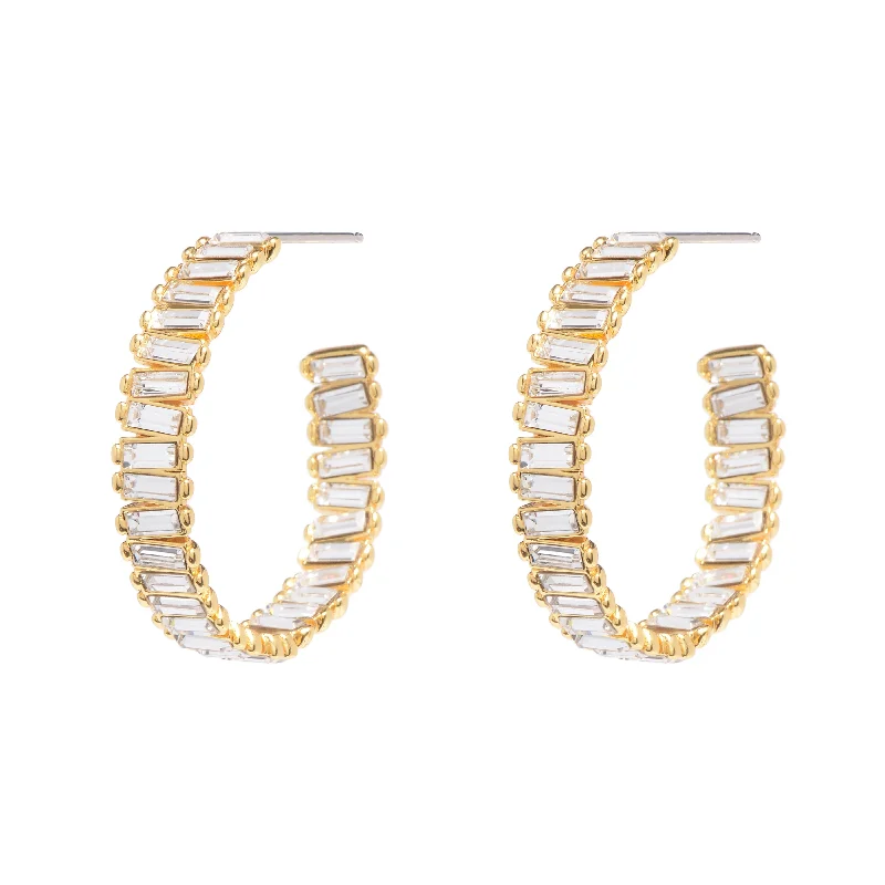 Ladies pearl hoop earrings-Baby Serena Hoops in Gold