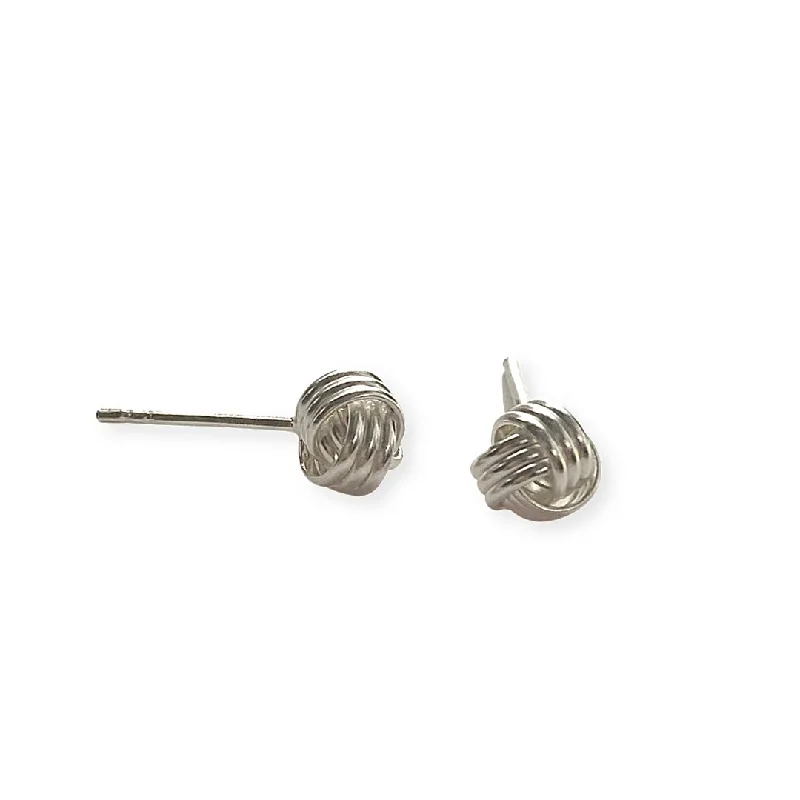 Ladies rose gold earrings-Tiesha Silver Knot Studs