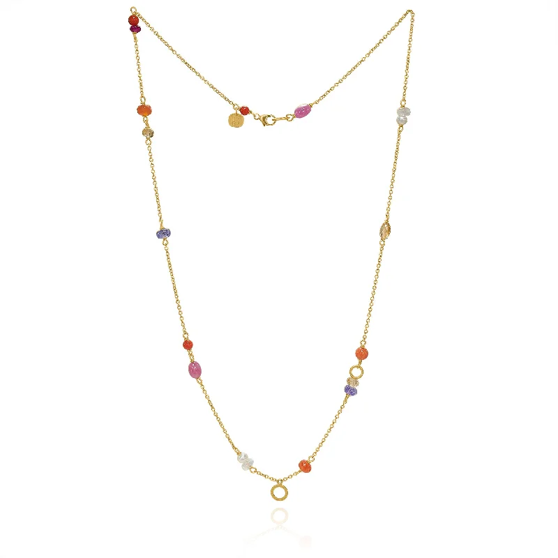 Ladies timeless diamond necklace-Wild Berry Limited edition 18K Gold Necklace w. Gemstones