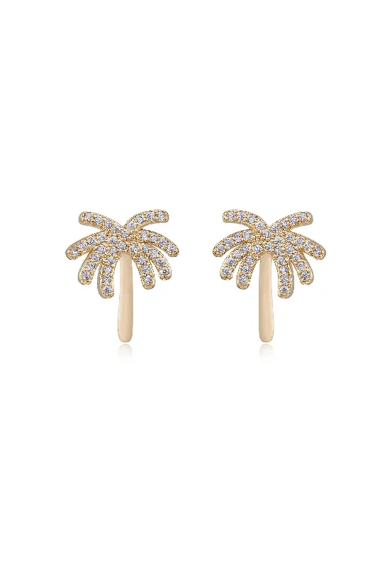 Ladies clip-on earrings-Palmaste Stud Earrings