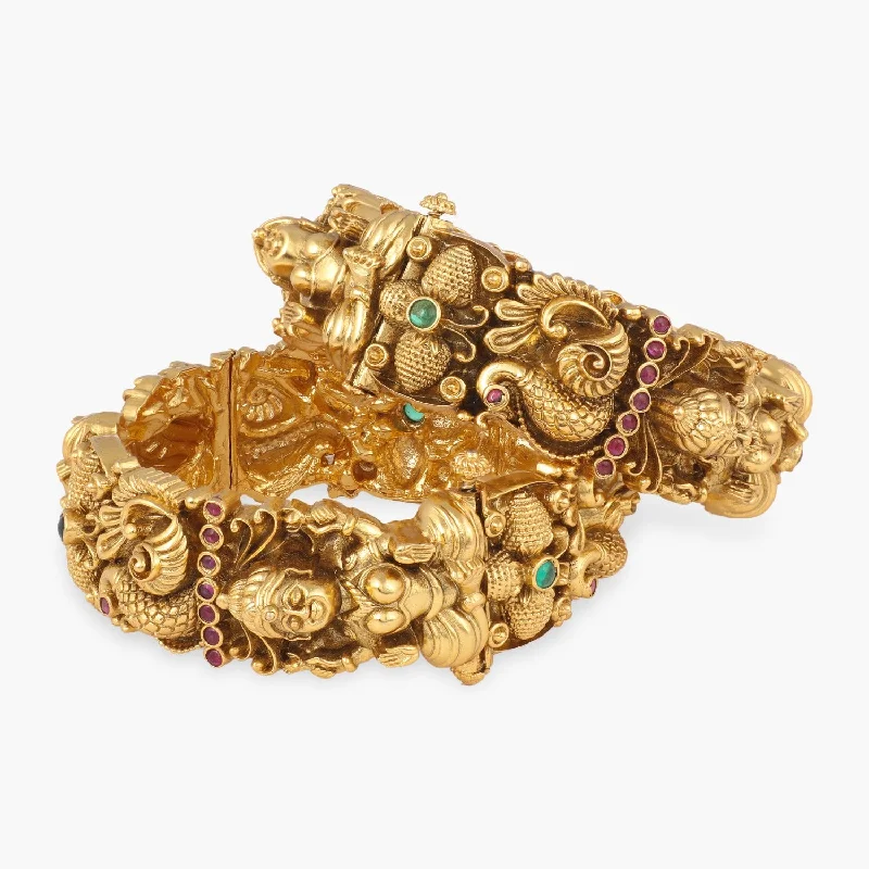 Ladies designer bracelet-Ketaki Antique Temple Bangles