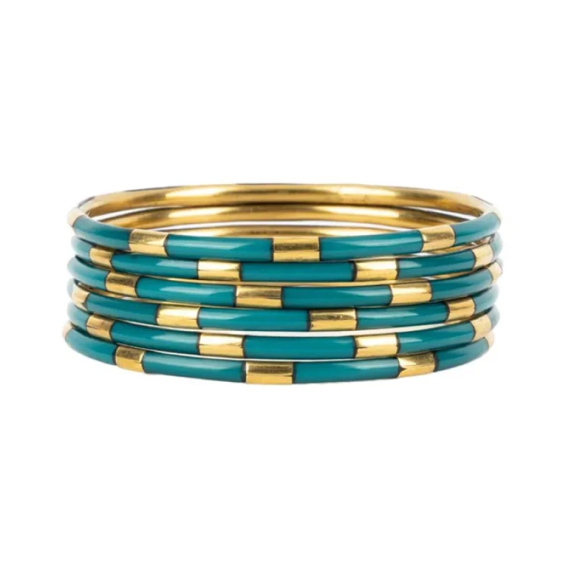 Ladies linked bracelet-BuDhaGirl | Set of Six | Veda Bangles in Caribe