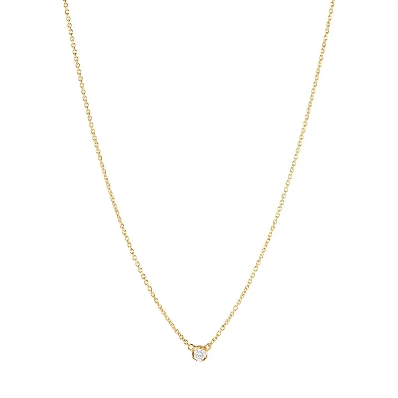 Ladies silver pendant necklace-Signature Solitaire 18K Gold Necklace w. 0.05ct Diamond