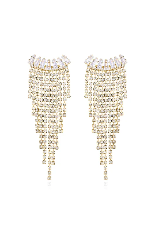 Ladies moonstone earrings-Angel Fringe Crystal Earrings