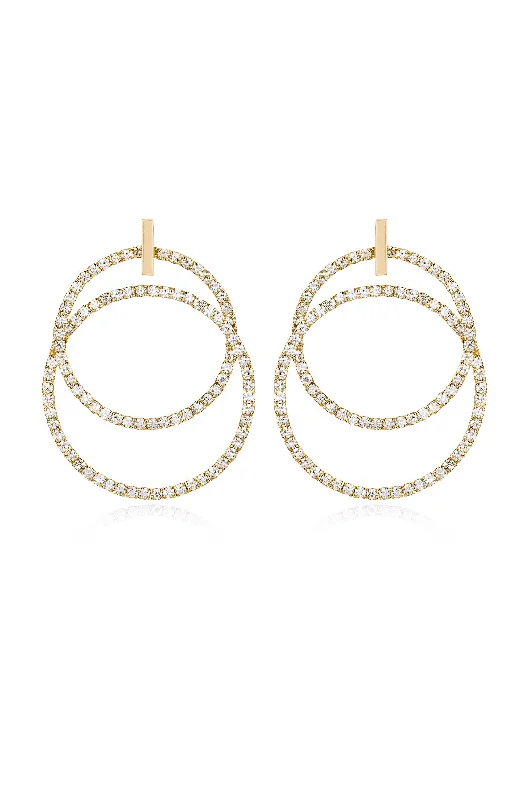 Ladies diamond hoop earrings-Crystal Dangle Loops Earrings