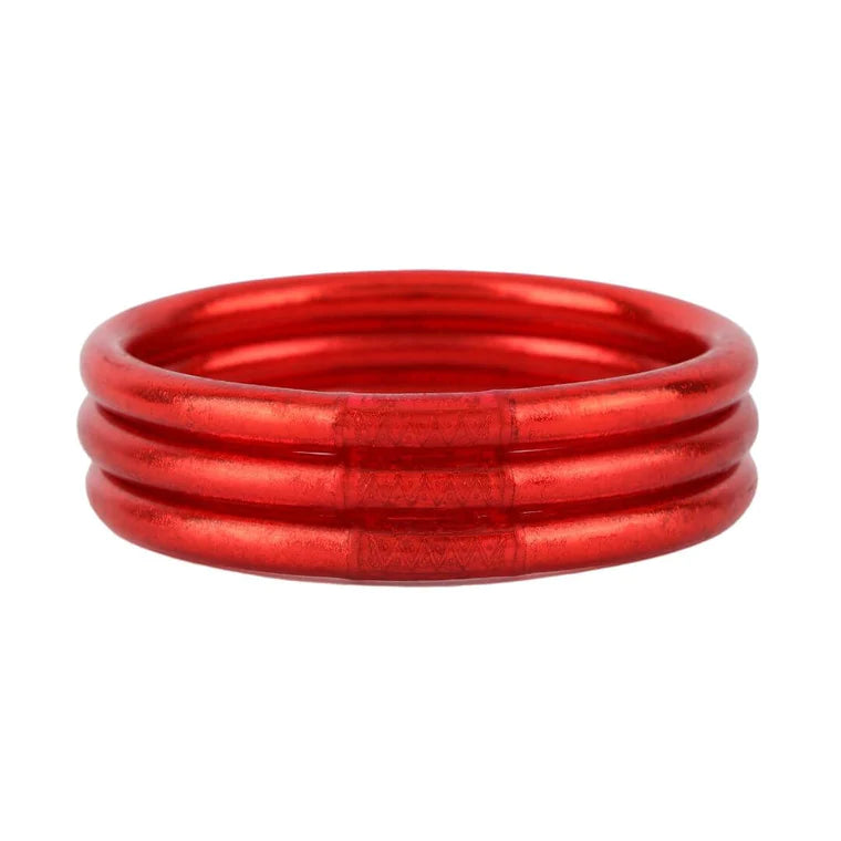 Ladies colorful bracelet-BuDhaGirl | Set of Three | All Weather Bangles in Crimson Red