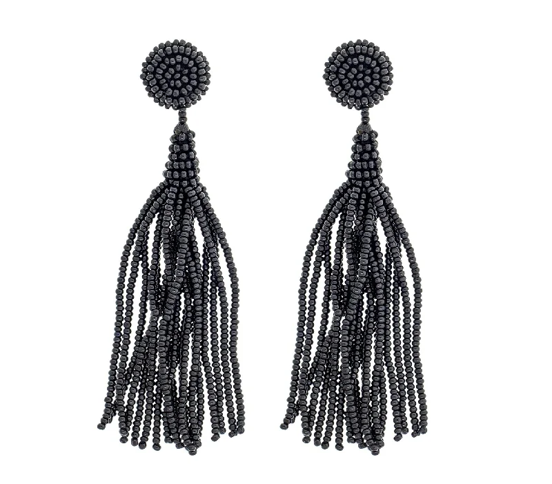 Ladies heart-shaped earrings-<br>The Finley Earring <br> Black