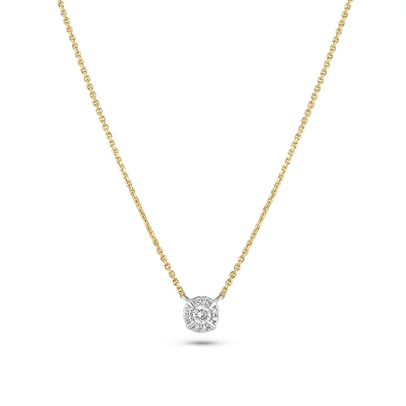 Ladies crystal pendant necklace-Rome 14K Whitegold & Gold Necklace w. Lab-Grown Diamonds