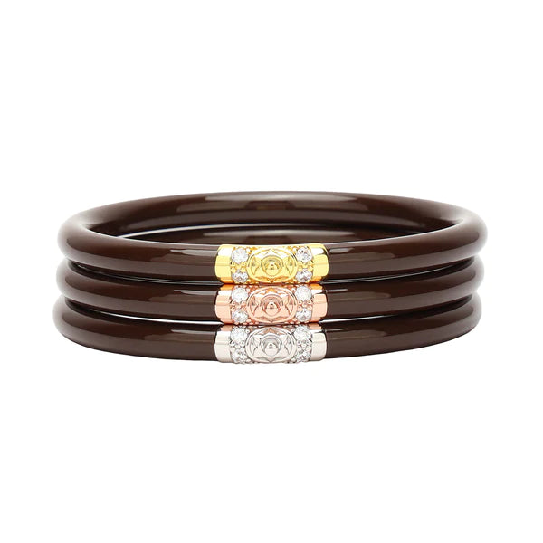 Ladies wrist bangle-BuDhaGirl | Set of Three | Three Kings All Weather Bangles in Chocolate