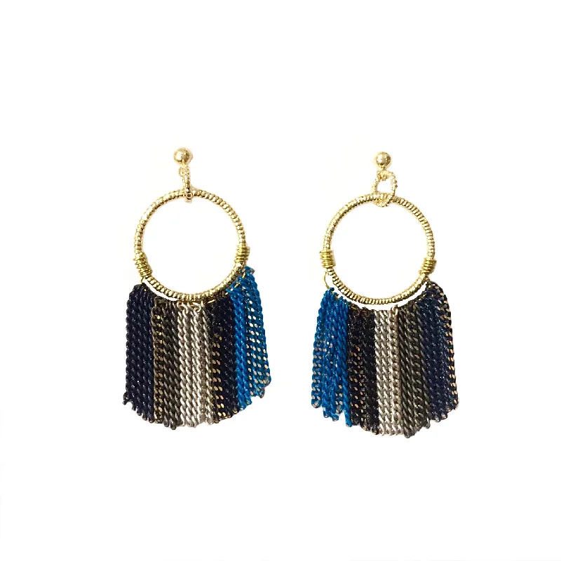 Ladies tassel earrings-Diamond Cut Circle Chain Drop Earrings