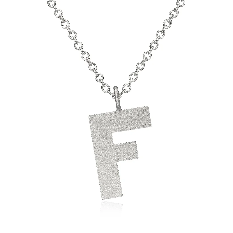 Ladies layering necklace-Letter F Silver Necklace