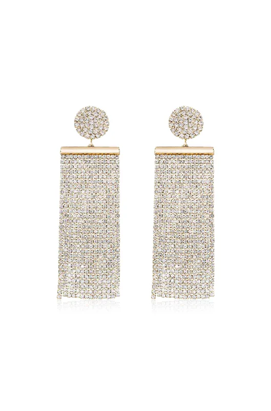 Ladies tassel earrings-All the Movement Crystal Fringe Earrings