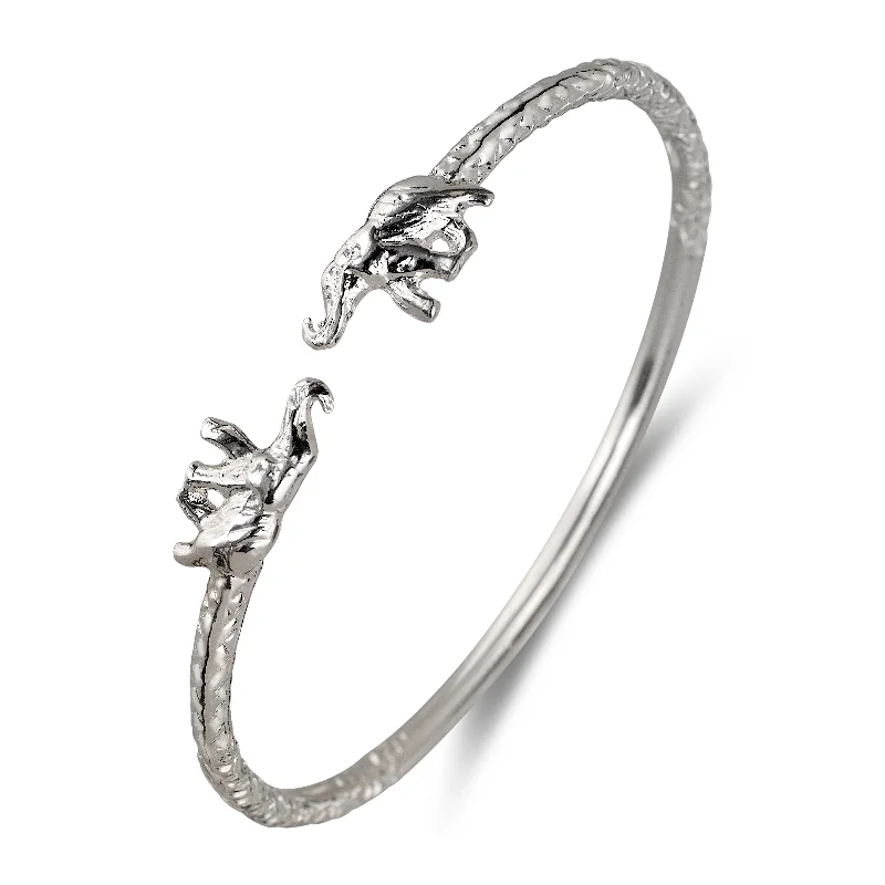 Ladies engraved bangle-Better Jewelry Elephant Ends West Indian Bangles .925 Sterling Silver, 1 piece