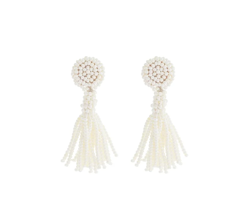 Ladies diamond earrings-<br>The Petite Finley Earring <br> Cream