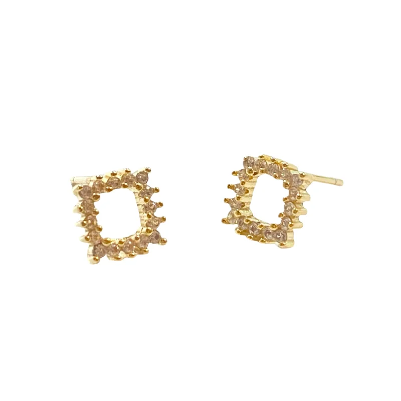 Ladies hoop earrings-Geovana Square Studs