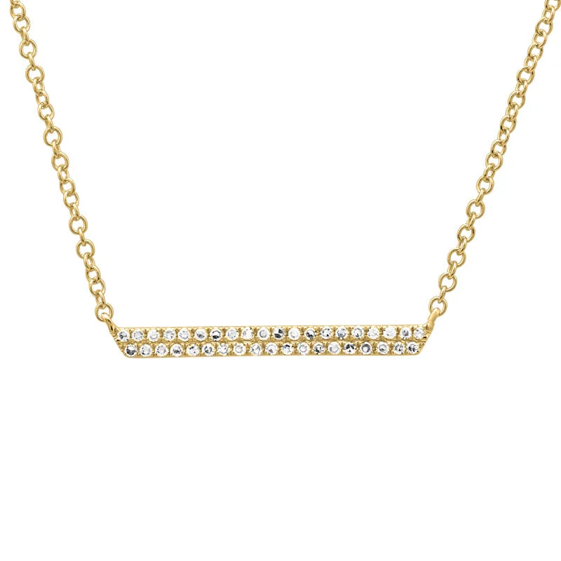 Ladies engraved heart necklace-Pre-Order: Double Diamond Bar Necklace