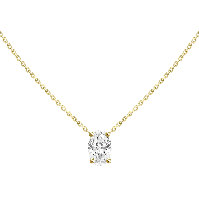 Ladies gemstone pendant necklace-0.30ct Floating Oval Diamond Solitaire Necklace