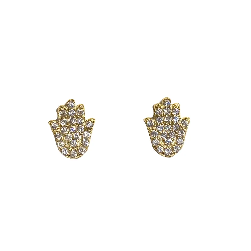 Ladies moonstone earrings-Hamsa Sparkle Studs