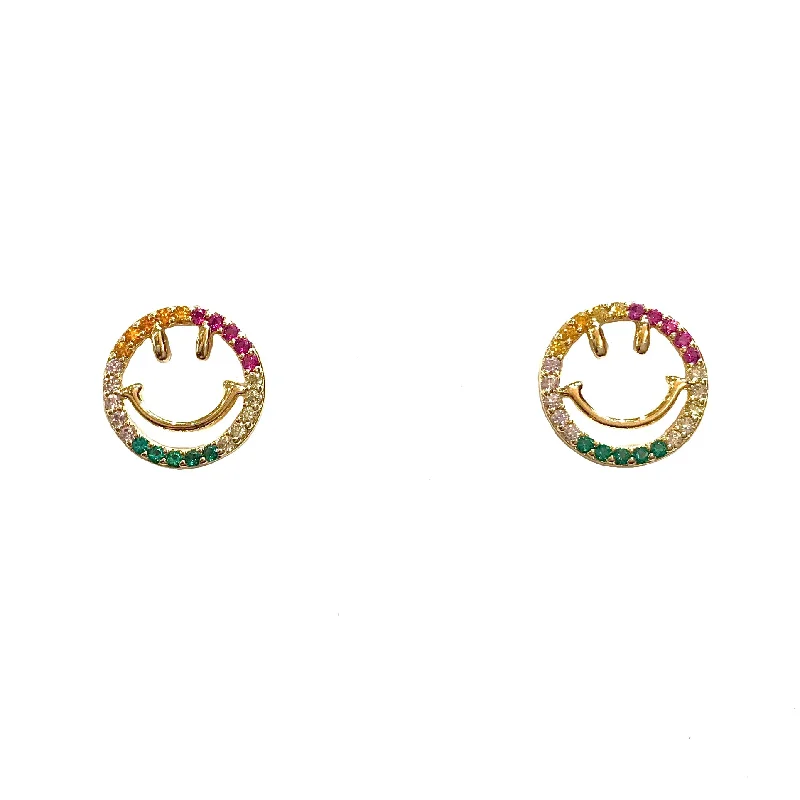 Ladies chandelier crystal earrings-Rainbow Smile Earrings