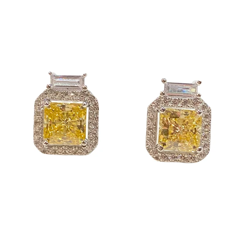 Ladies ear jackets-Adriene Birthstone Square Studs