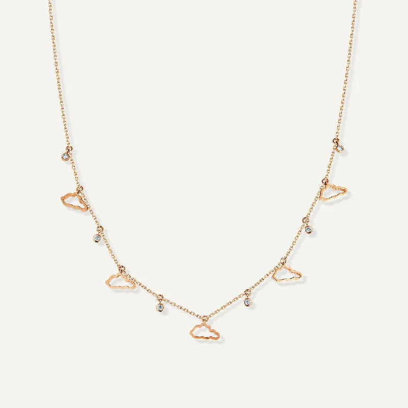 Ladies floral necklace-Allusia Love Five 18K Rosegold Necklace w. Diamonds